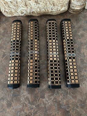 Woven Bamboo Roll-Up Placemats Set of 4 - Black & Natural Hand crafted